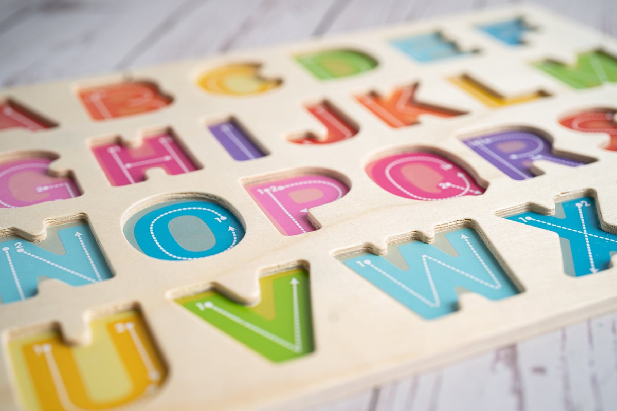 English Alphabet Colorful Wooden for Education School Learning.